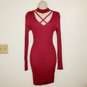 L.A. Gold knit dress plum color